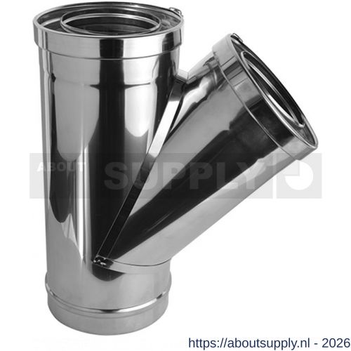 Nedco rookgasafvoer dubbelwandig 150 mm T-stuk 135 graden RAL 9004 - S24000497 - afbeelding 1