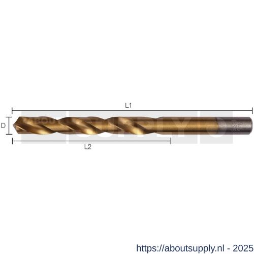 Labor AT000730 metaalboor DIN 338 HSS-G geslepen TiN gecoat 7.3x69/109 mm 10 stuks PVC zakje - S50301389 - afbeelding 1