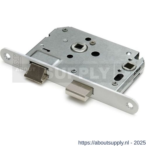 Dulimex DX WBS-50-WBSS WC-badkamerslot doornmaat 50 mm ronde voorplaat RVS inclusief rechthoekige sluitplaat - S30201991 - afbeelding 1