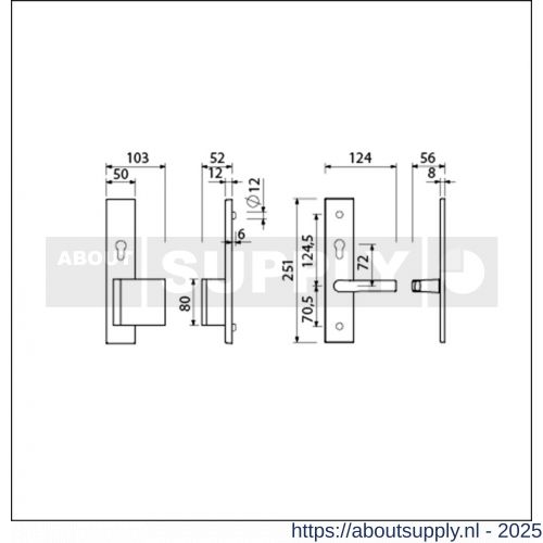 Ami VHB 251/15-90/80 KT senioren veiligheidsvoordeur-duwerlangschildgarnituur SKG*** kerntrekbeveiliging omkeer VHB 251/50/15 KT 72 omkeer deurduwer 90/80 rechts en deurkruk 332 profielcilinder PC 72 omkeer F1 deurdikte 38-42 mm - S10901185 - afbeelding 1