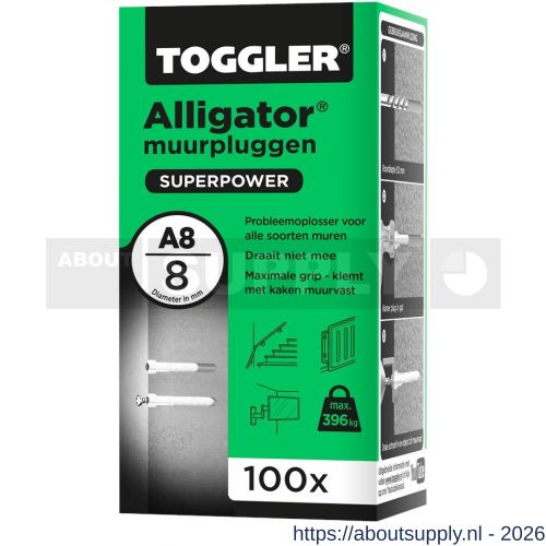 Toggler A8-100 Alligator muurplug zonder flens A8 diameter 8 mm doos 100 stuks - S32650072 - afbeelding 1