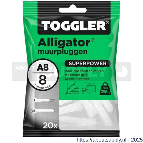 Toggler A8-20 Alligator muurplug zonder flens A8 diameter 8 mm zak 20 stuks - S32650071 - afbeelding 1