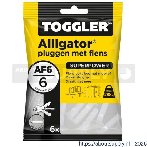 Toggler AF6-6 Alligator plug met flens AF6 diameter 6 mm zak 6 stuks wanddikte > 9,5 mm - S32650055 - afbeelding 1