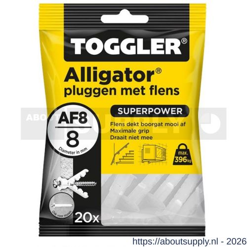 Toggler AF8-20 Alligator plug met flens AF8 diameter 8 mm zak 20 stuks wanddikte > 12,5 mm - S32650059 - afbeelding 1
