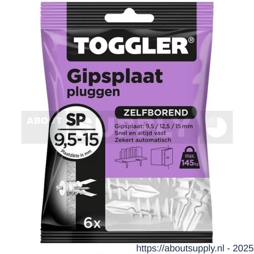 Toggler SP-6 gipsplaatplug SP zak 6 stuks gipsplaat 9-15 mm - S32650000 - afbeelding 1