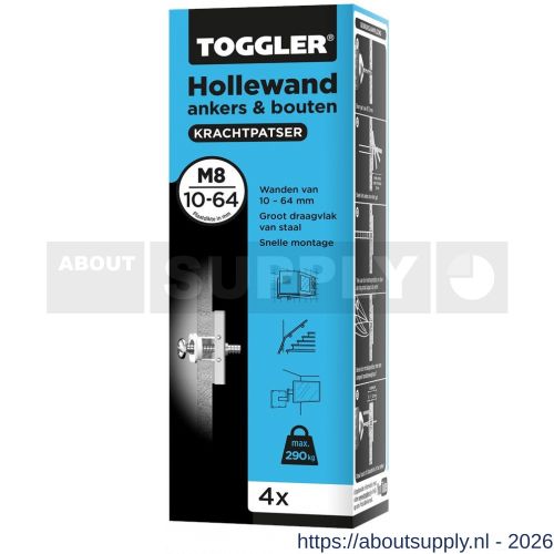 Toggler M8-4-bout hollewandanker M8 met bout doos 4 stuks plaatdikte 10-64 mm - S32650044 - afbeelding 1