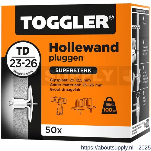 Toggler TD-50 DS hollewandplug TD doos 50 stuks plaatdikte 23-26 mm - S32650027 - afbeelding 1