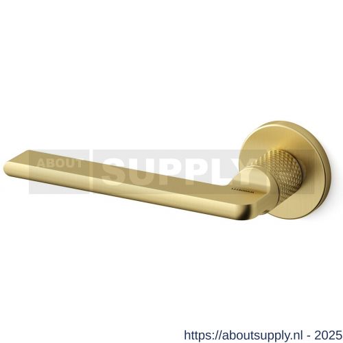 Mandelli1953 1751L Grint deurkruk gatdeel op rozet 50x6 mm linkswijzend gegraveerd mat messing - S21012044 - afbeelding 1