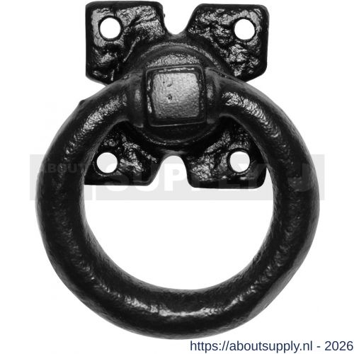 Kirkpatrick KP0911 ring 76 mm op plaat 63 mm met krukstift smeedijzer zwart - S21000099 - afbeelding 1