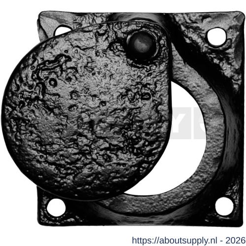 Kirkpatrick KP1498 cilinderrozet voor ronde staartcilinder met verdek 58x58 mm smeedijzer zwart - S21003525 - afbeelding 1