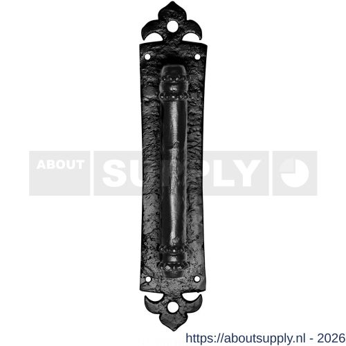 Kirkpatrick KP2155 deurgreep 210 mm op schild 339x73 mm smeedijzer zwart - S21003208 - afbeelding 1