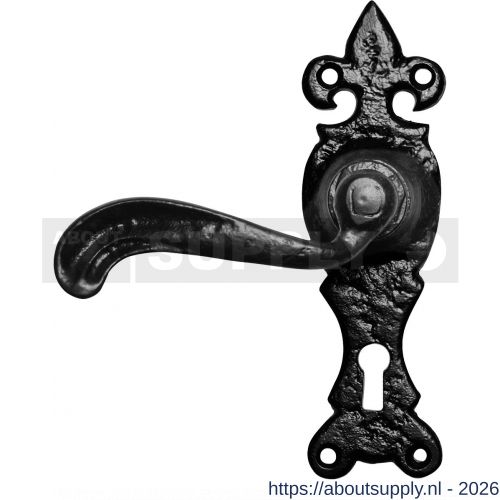 Kirkpatrick KP2449L PC55 deurkruk gatdeel op schild 158x50 mm PC55 linkswijzend smeedijzer zwart - S21002990 - afbeelding 1