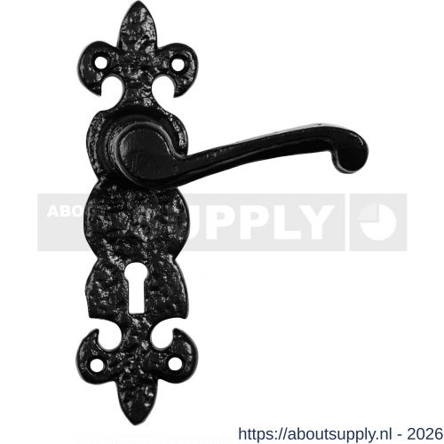 Kirkpatrick KP2450R blind deurkruk gatdeel op schild 190x55 mm blind rechtswijzend smeedijzer zwart - S21003001 - afbeelding 1