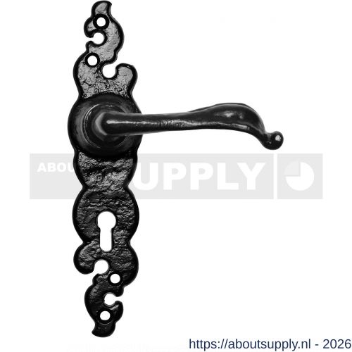 Kirkpatrick KP2491R BB56 deurkruk gatdeel op schild 203x44 mm BB56 rechtswijzend smeedijzer zwart - S21003028 - afbeelding 1