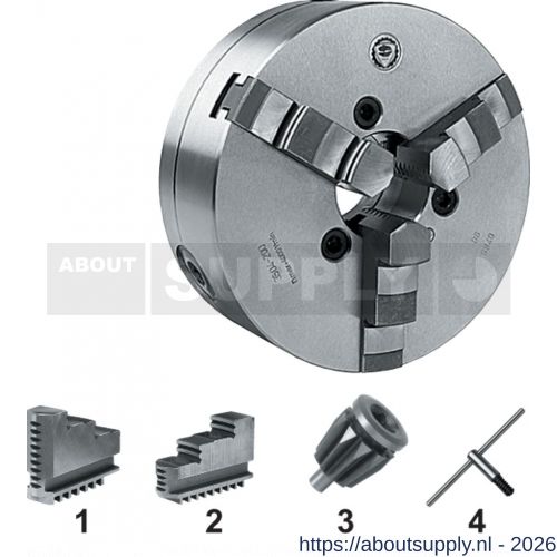 Bison 85.410 DIN 6350 zelfcentrerende drie-klauwplaat gietijzer type 3204 250 mm - S40515691 - afbeelding 1
