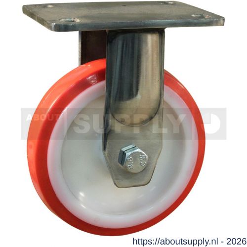 Protempo serie 27-32 bok transportwiel plaatbevestiging RVS gaffel witte PA velg rode TPU band ± 97 shore A 175 mm glijlager - S20912161 - afbeelding 1