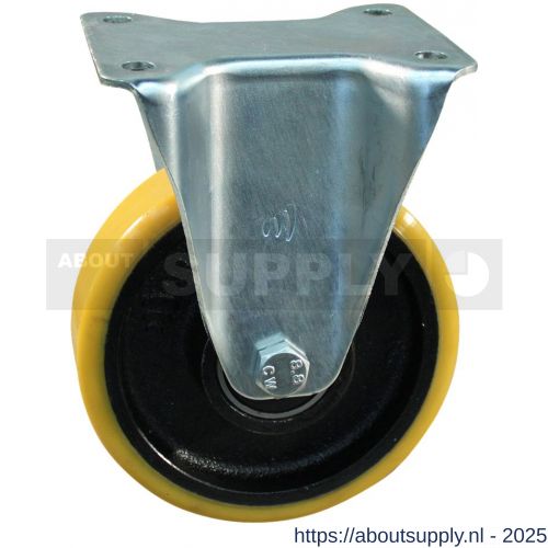 Protempo serie 28-12 bok transportwiel plaatbevestiging stalen gaffel gietijzeren velg PU band ± 97 shore A 150 mm kogellager - S20912058 - afbeelding 1