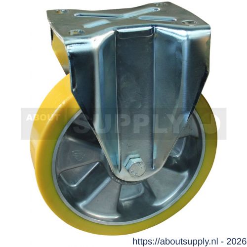 Protempo serie 29-19 bok transportwiel plaatbevestiging stalen gaffel aluminium velg PU band ± 94 shore A 250 mm kogellager - S20912104 - afbeelding 1
