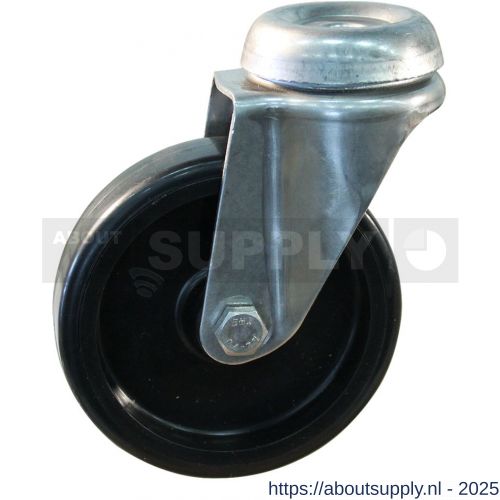 Protempo serie 65-37 zwenk apparatenwiel boutgat RVS gaffel zwart PA 125 mm glijlager - S20910132 - afbeelding 1