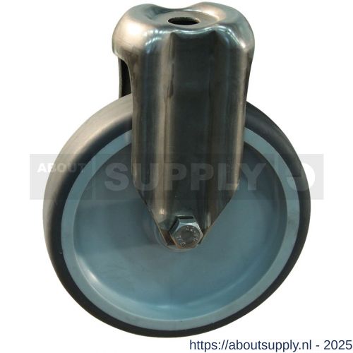 Protempo serie 68-37 zwenk apparatenwiel boutgat RVS gaffel grijze PP velg TPE band 100 mm glijlager - S20910118 - afbeelding 1