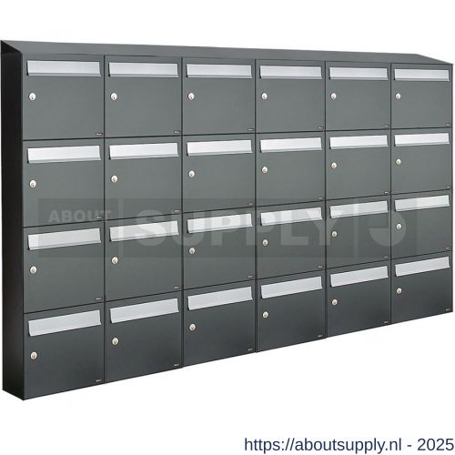 Allux Flow set postkast staal verzinkt gepoedercoat 6-breed 4-hoog met dak antraciet - S11201682 - afbeelding 1