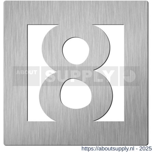Didheya vierkant huiscijfer 60 mm nummer 8 RVS inox - S11200512 - afbeelding 1